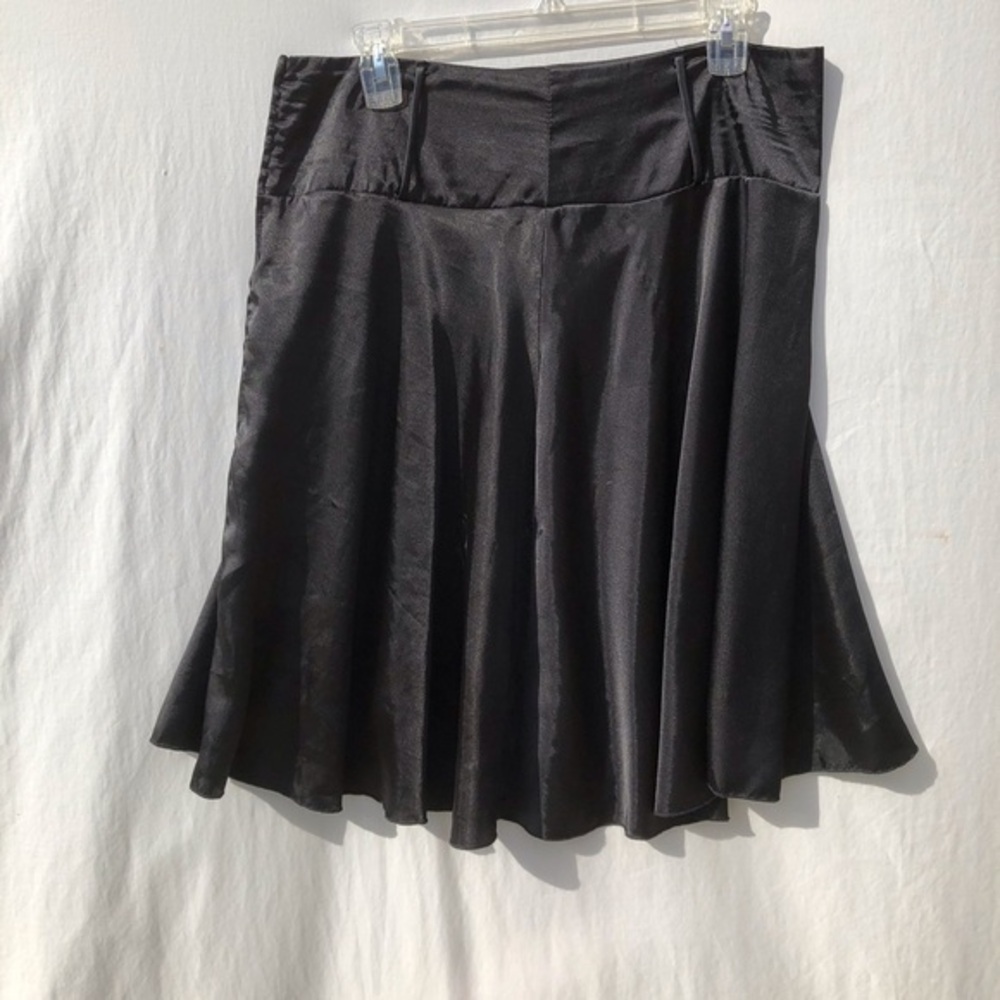 Black satin A shape skirt